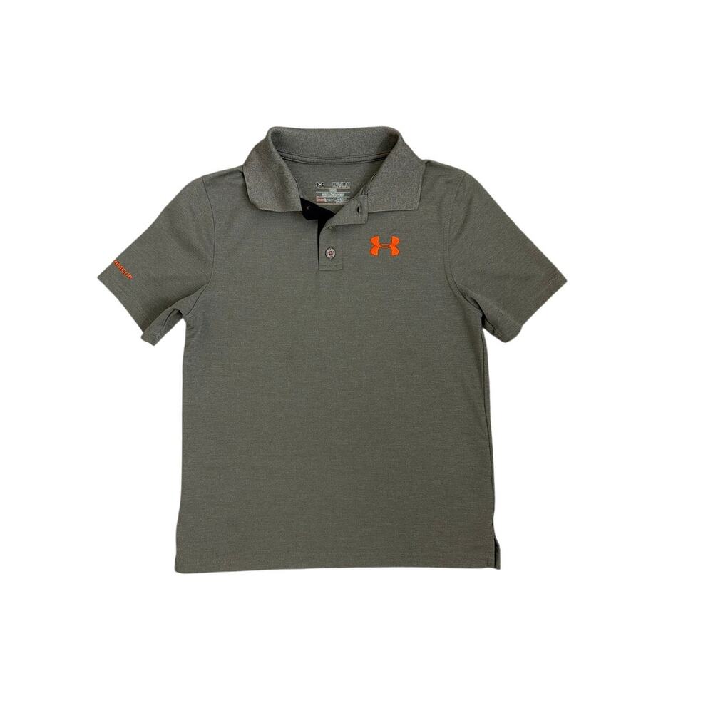 Under Armour Gray Orange Athletic Performance Polo Shirt Medium